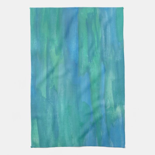 Blauwe en groene aardtoononen theedoek (Verticaal)