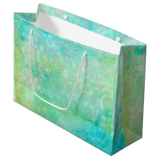 Blauwe en groene Abstracte kunst Groot Cadeauzakje (Voorkant Gekanteld)