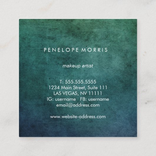 Blauwe en groene Abstracte schoonheidslijst Vierkante Visitekaartje (Achterkant)