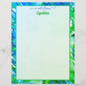 Blauwe en groene Abstracte Waterverf op printerfor Briefhoofd (Voorkant)
