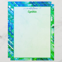 Blauwe en groene Abstracte Waterverf op printerfor