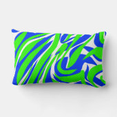 Blauwe en groene abstracte werveling kussen (Achterkant)