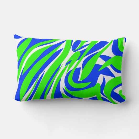 Blauwe en groene abstracte werveling kussen (Achterkant)