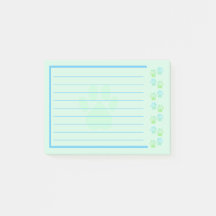 Blauwe en groene afdruknotities