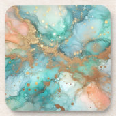 Blauwe en groene alcoholinkt bier onderzetter (Voorkant)