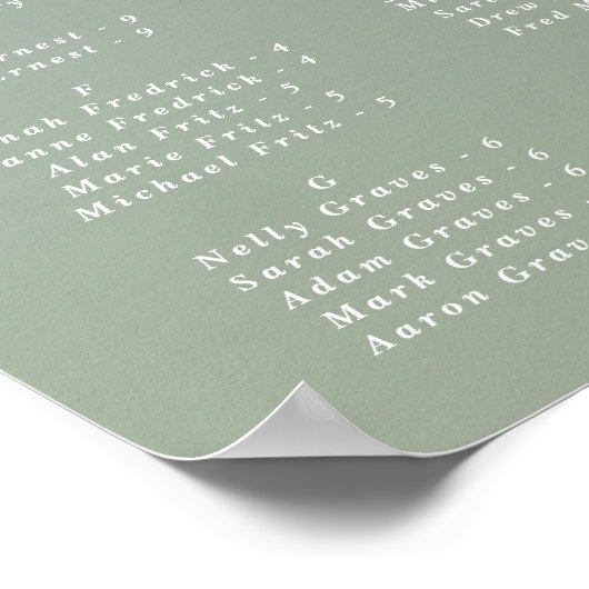 Blauwe en groene alfabetische bruiloft poster (Hoek)