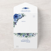Blauwe en groene Anemone Floral | All In One Uitnodiging (Buitenkant)