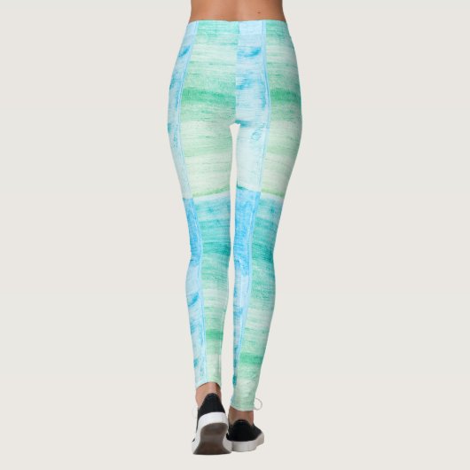 Blauwe en Groene Artsy Swirls Leggings (Achterkant)