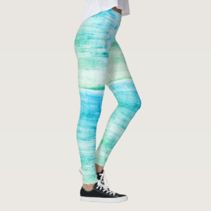 Blauwe en Groene Artsy Swirls Leggings
