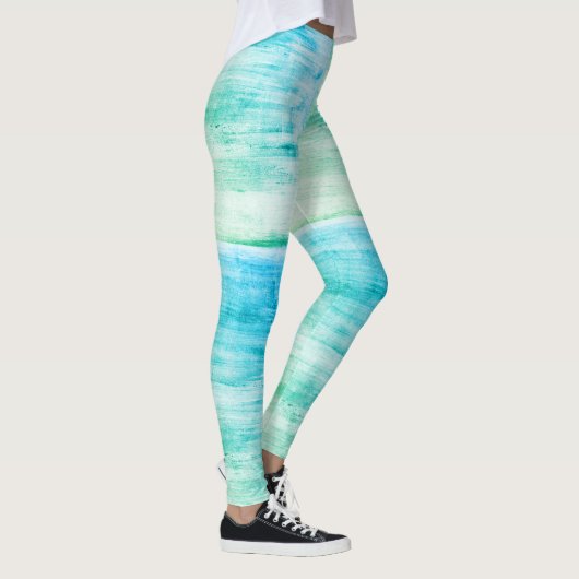 Blauwe en Groene Artsy Swirls Leggings (Rechts)