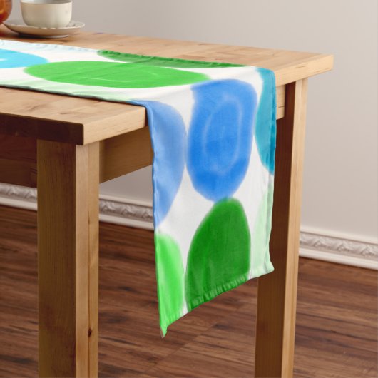 Blauwe en Groene Bellen Korte Tafelloper (Voorbeeld)