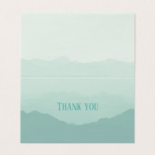 Blauwe en groene bergen dank u kaart (Buitenkant ongevouwen)