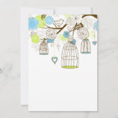 Blauwe en groene Birdcages Bridal Shower Invitatio Kaart (Achterkant)