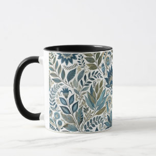 Blauwe en groene bladeren Floral Design Coffee Mok