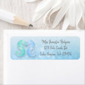 Blauwe en groene Blauwgroen Seapaarden Beachy Etiket (Insitu)