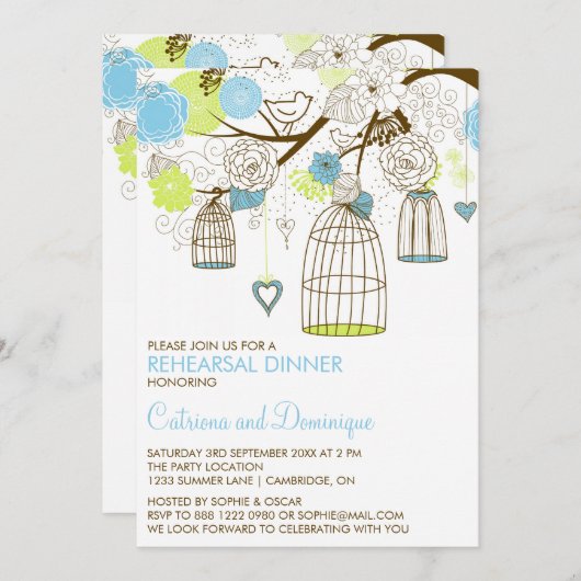 Blauwe en groene bloedkooien repetitie kaart (Voorkant / Achterkant)