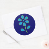 Blauwe en groene bloem ronde sticker (Envelop)