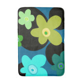 Blauwe en groene bloemen badmat (Voorkant Verticaal)