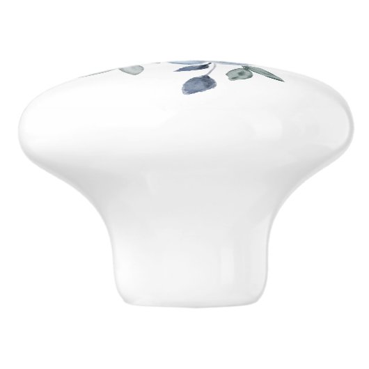 Blauwe en groene bloemen meubels keramische knop (Zijkant)