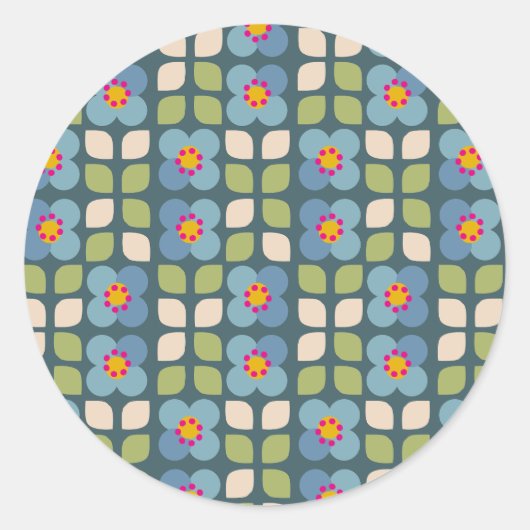 Blauwe en groene bloemen sticker - Bloom & Stick (Voorkant)