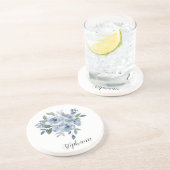 Blauwe en groene bloemen zandsteen onderzetter (Zijkant)