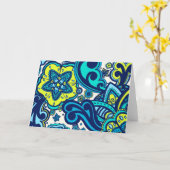 Blauwe en Groene BloemenKaart Kaart (Gele Bloem)