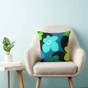 Blauwe en groene bloemkussen kussen