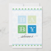 Blauwe en Groene Blokken Uitnodiging van het Baby (Voorkant)