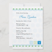 Blauwe en Groene Blokken Uitnodiging van het Baby  (Achterkant)