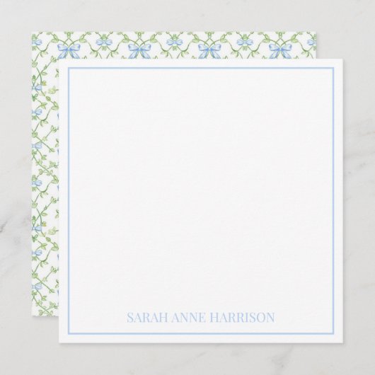 Blauwe en groene bogen en wijnstokken rooster notitiekaartje (Voorkant / Achterkant)