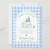 Blauwe en groene Boho Arch Kerstmis Feestdagenkaart (Voorkant)