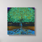 Blauwe en groene boom van het leven canvas afdruk (Voorkant)