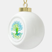 Blauwe en groene boomstructuur met rotatieontwerp keramische bal ornament (Rechts)