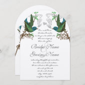 Blauwe en groene bruiloft kaart (Voorkant / Achterkant)