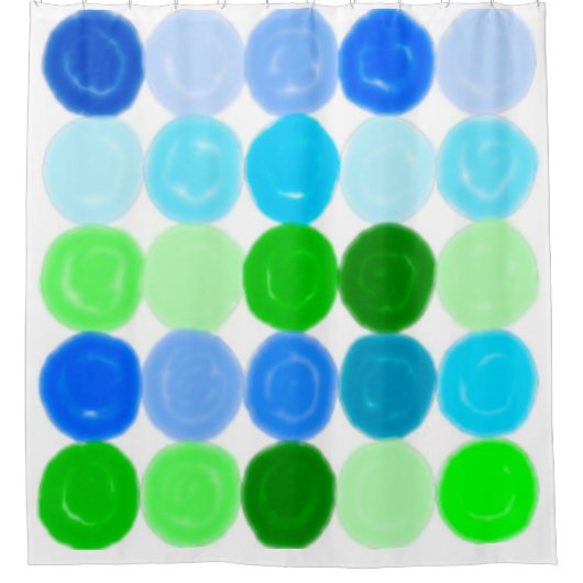 Blauwe en groene bubbels douchegordijn (Voorkant)