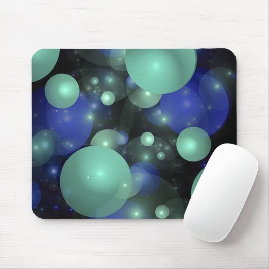 Blauwe en groene bubbels muismat (Met muis)