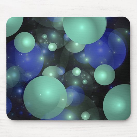Blauwe en groene bubbels muismat (Voorkant)
