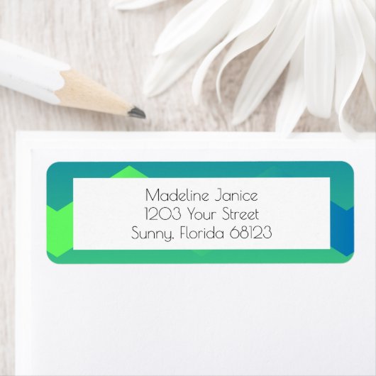 Blauwe en groene Chevron Return-adreslabels Etiket (Insitu)