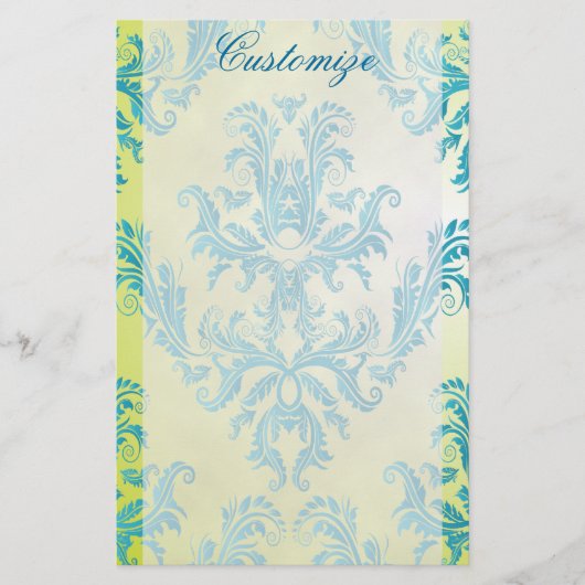 Blauwe en groene Damasbakkerij Briefpapier (Voorkant)