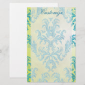Blauwe en groene Damasbakkerij Briefpapier (Voorkant / Achterkant)