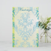 Blauwe en groene Damasbakkerij Briefpapier (Staand voorkant)