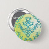 Blauwe en groene Damask Ronde Button 5,7 Cm (Voorkant /achterkant)