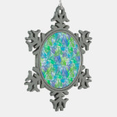 Blauwe en groene diamanten tin sneeuwvlok ornament (Links)