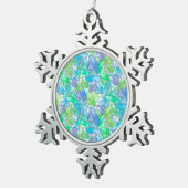 Blauwe en groene diamanten tin sneeuwvlok ornament (Rechts)