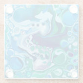 Blauwe en groene digitale marmer-fluid-kunst glazen onderzetter (Achterkant)