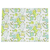 Blauwe en groene dinosaurus verjaardag groot cadeauzakje (Voorkant)