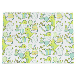 Blauwe en groene dinosaurus verjaardag groot cadeauzakje