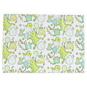 Blauwe en groene dinosaurus verjaardag groot cadeauzakje (Achterkant)