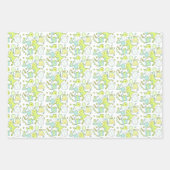 Blauwe en groene dinosaurus verjaardag inpakpapier vel (Voorkant)