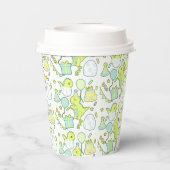 Blauwe en groene dinosaurus verjaardag papieren bekers (Achterkant)